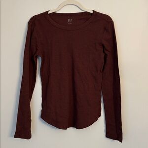 GAP Chocolate Brown Waffle Knit Long Sleeve Tee NWT